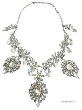 Art Deco Rhinestone Chunky Statement Necklace for Wedding Prom Party